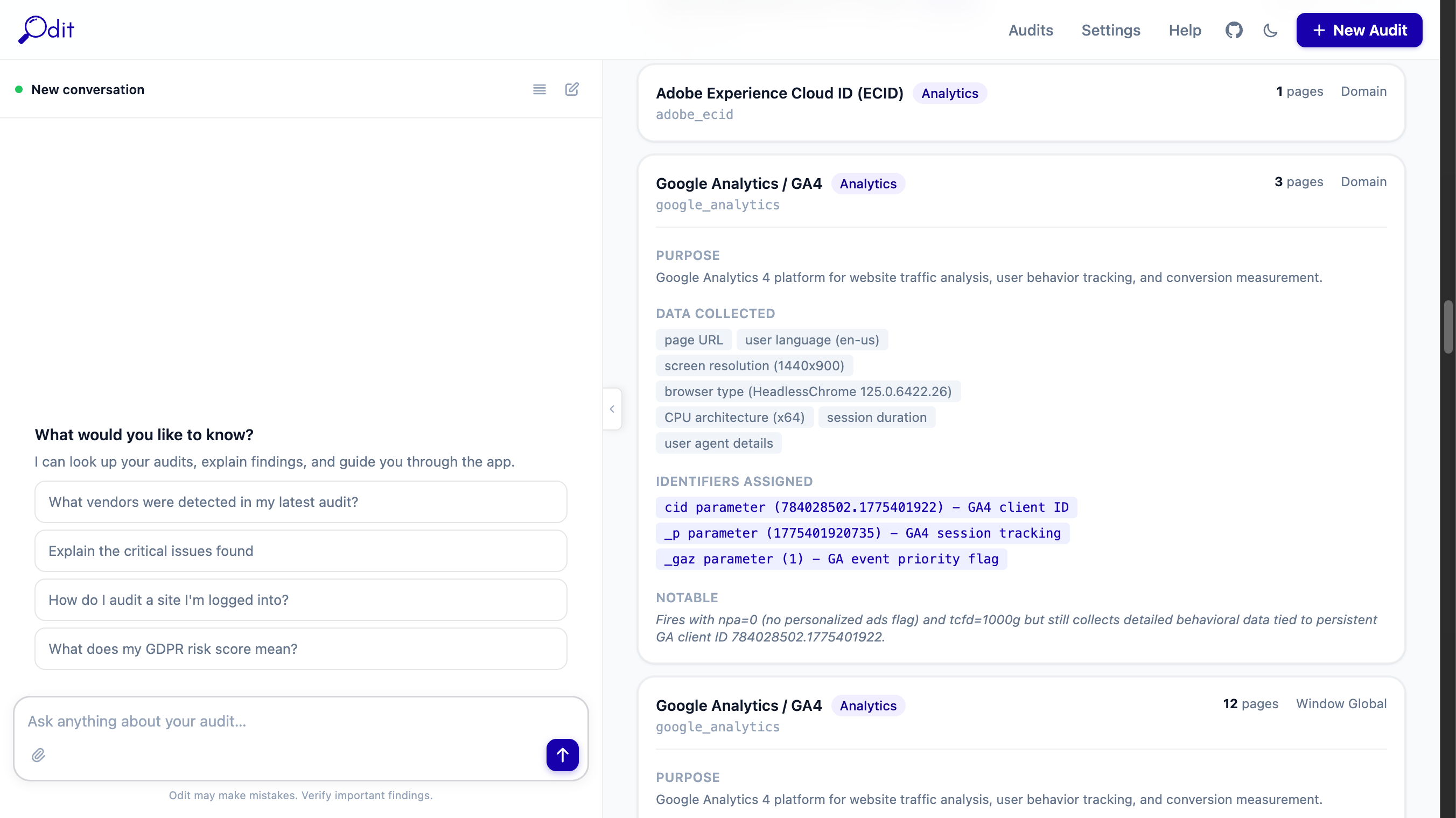 Vendor detail showing AI payload analysis